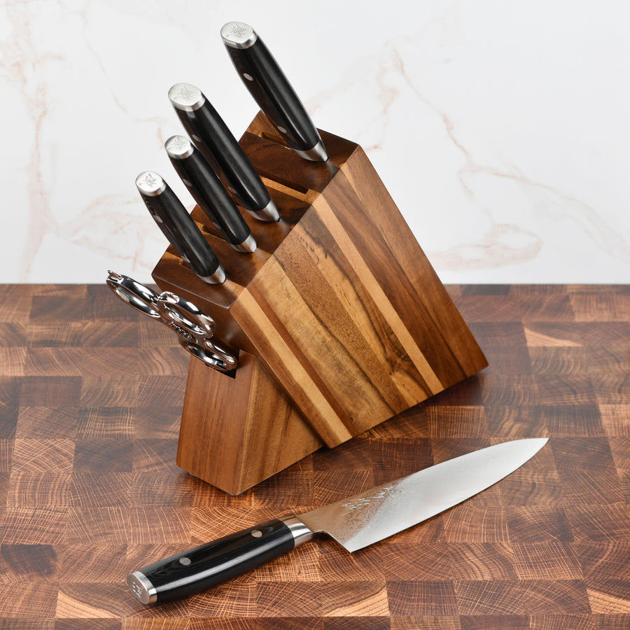 Knife Sets for Kitchen with Block, 7 Pieces Damascus Knife Set, VG10 Steel  with Micarta Handle, Chef Knife Set and Kitchen Shear