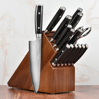 ヤクセル　嵐　6Pセット(knife＆block) Yaxell Ran Plus Knife Block Set - 16 Piece Acacia – Cutlery and More
