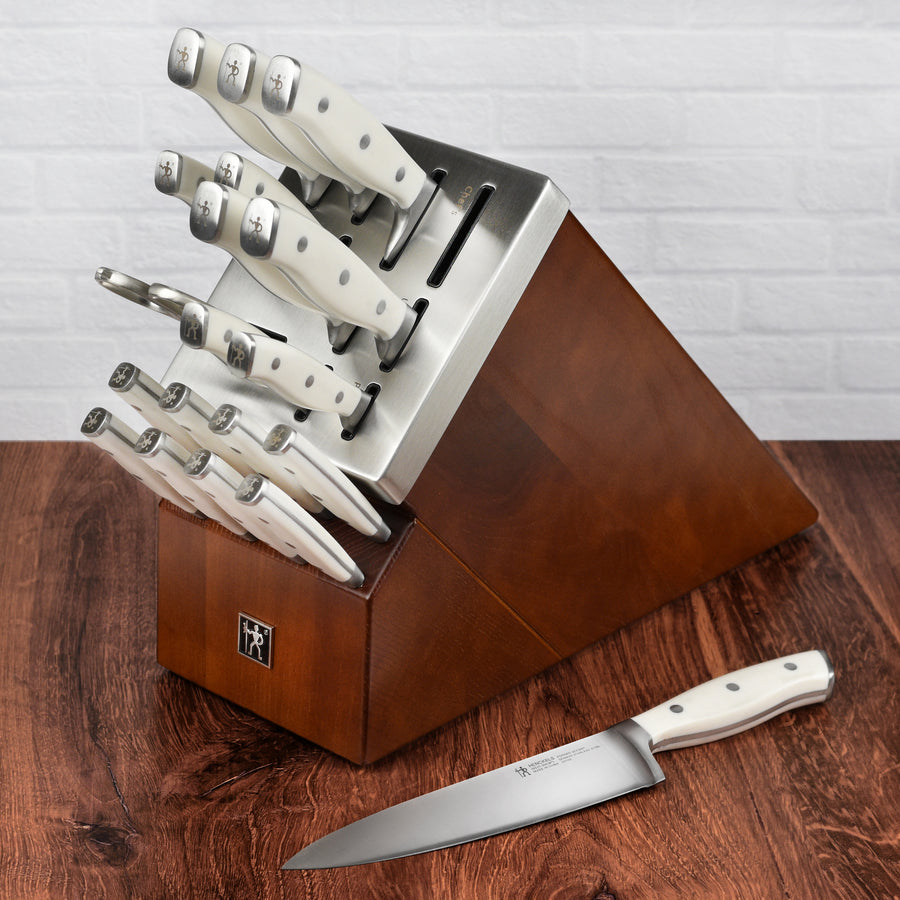Henckels Forged Accent 20 Piece Self-Sharpening Knife Block Set, Off-White Handles