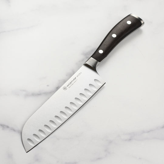 Wusthof Ikon Blackwood 7" Hollow Edge Santoku Knife