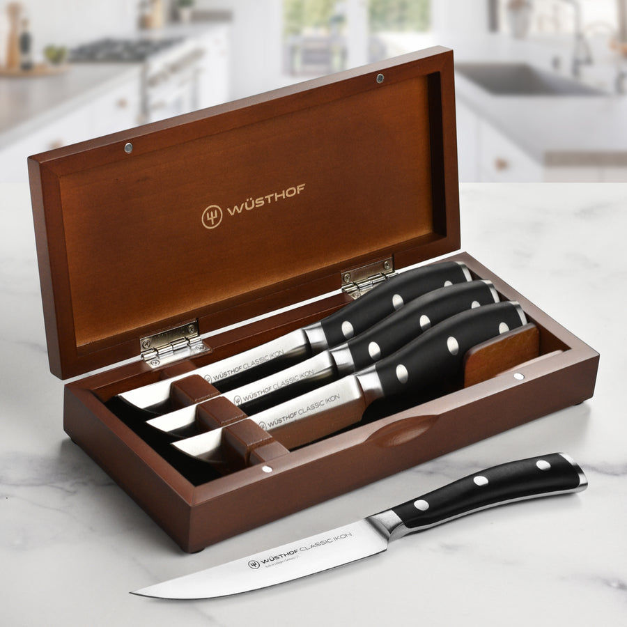 Wusthof Classic Ikon Steak Knives - 4 Piece Set with Case – Cutlery and More