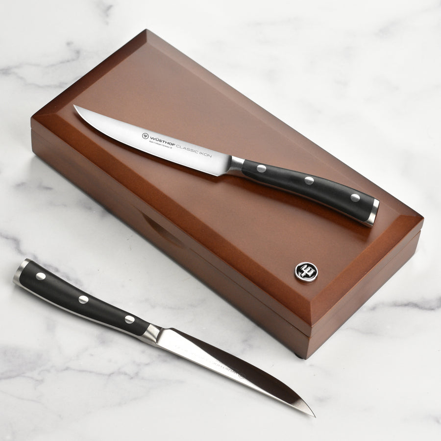 Wusthof Classic Ikon 4 Piece Steak Knife Set with Wood Case