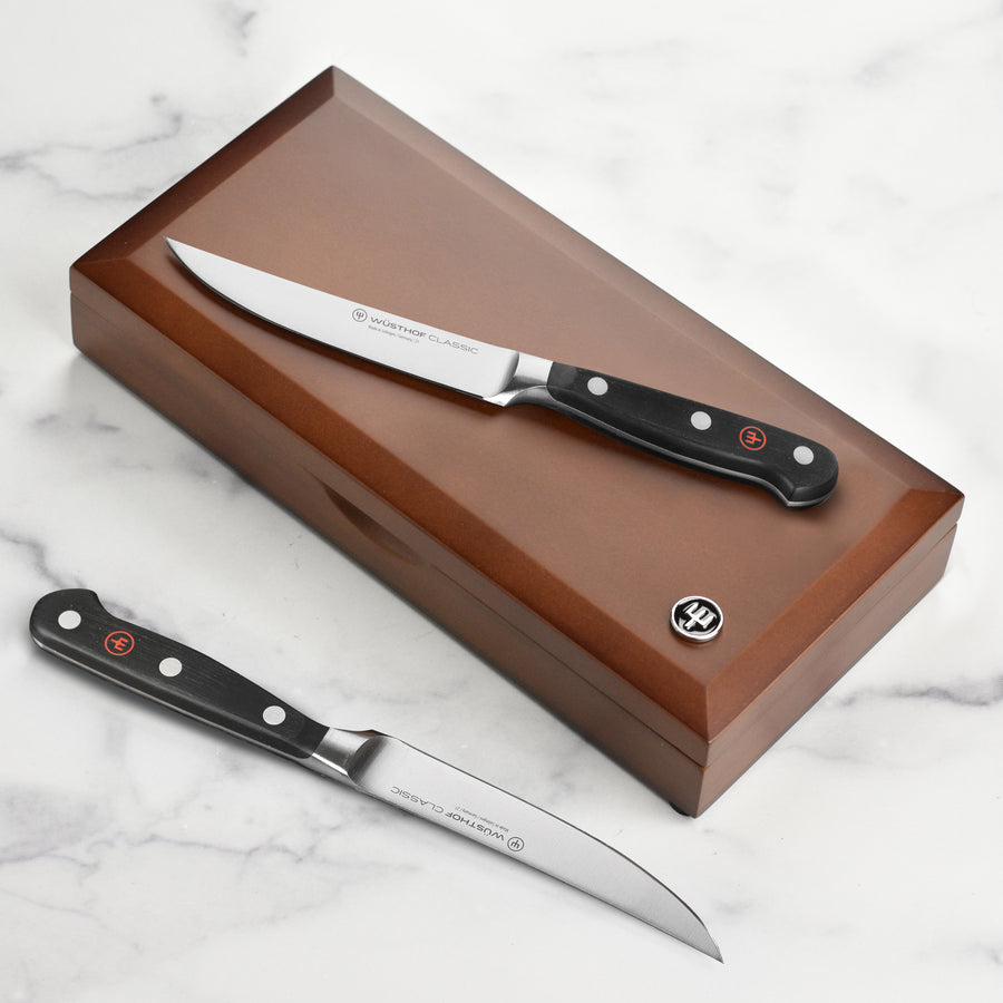 Wusthof Classic 4 Piece Steak Knife Set with Wood Case