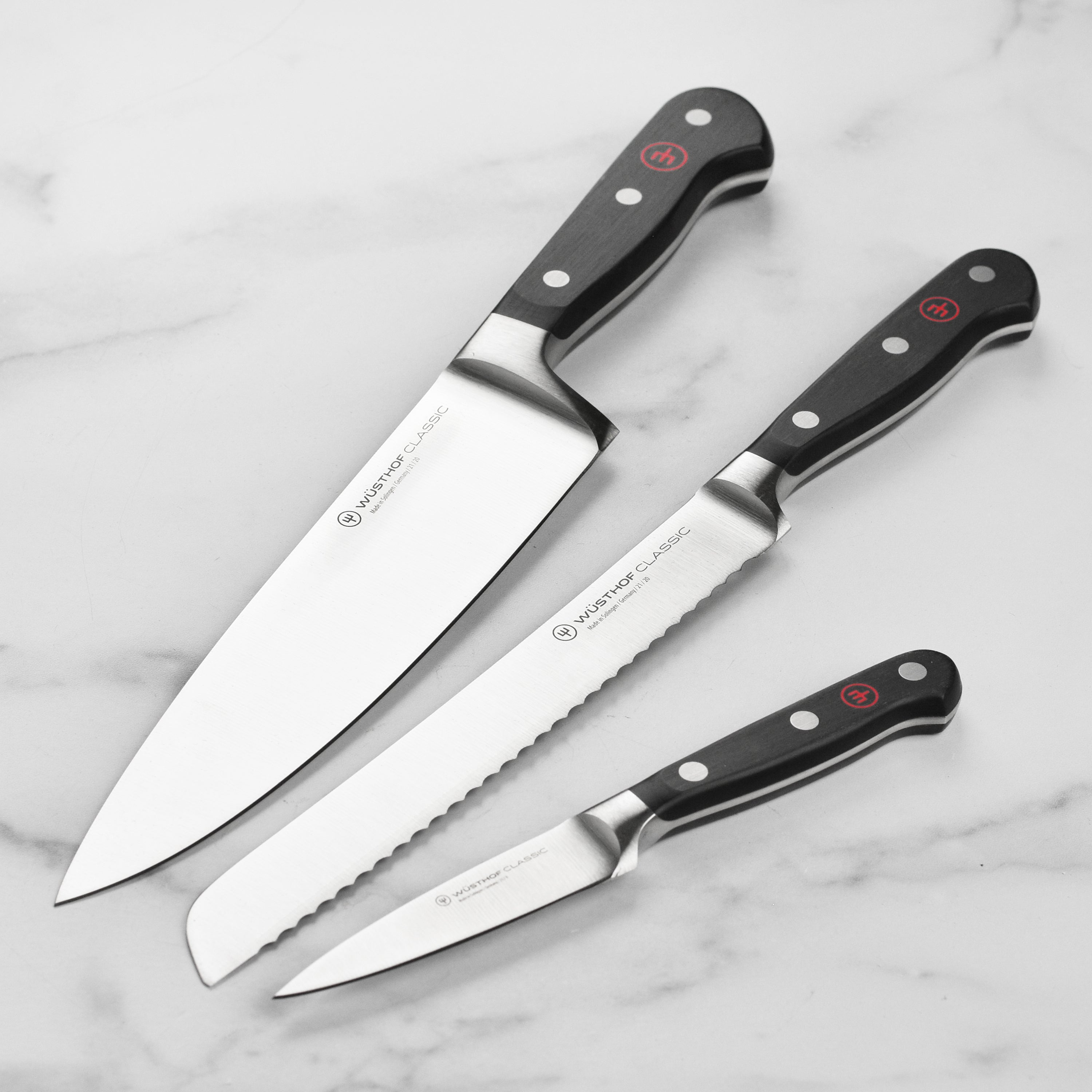 Wusthof Classic Knife Set - 3 Piece - Chef's, Bread & Paring Knives ...