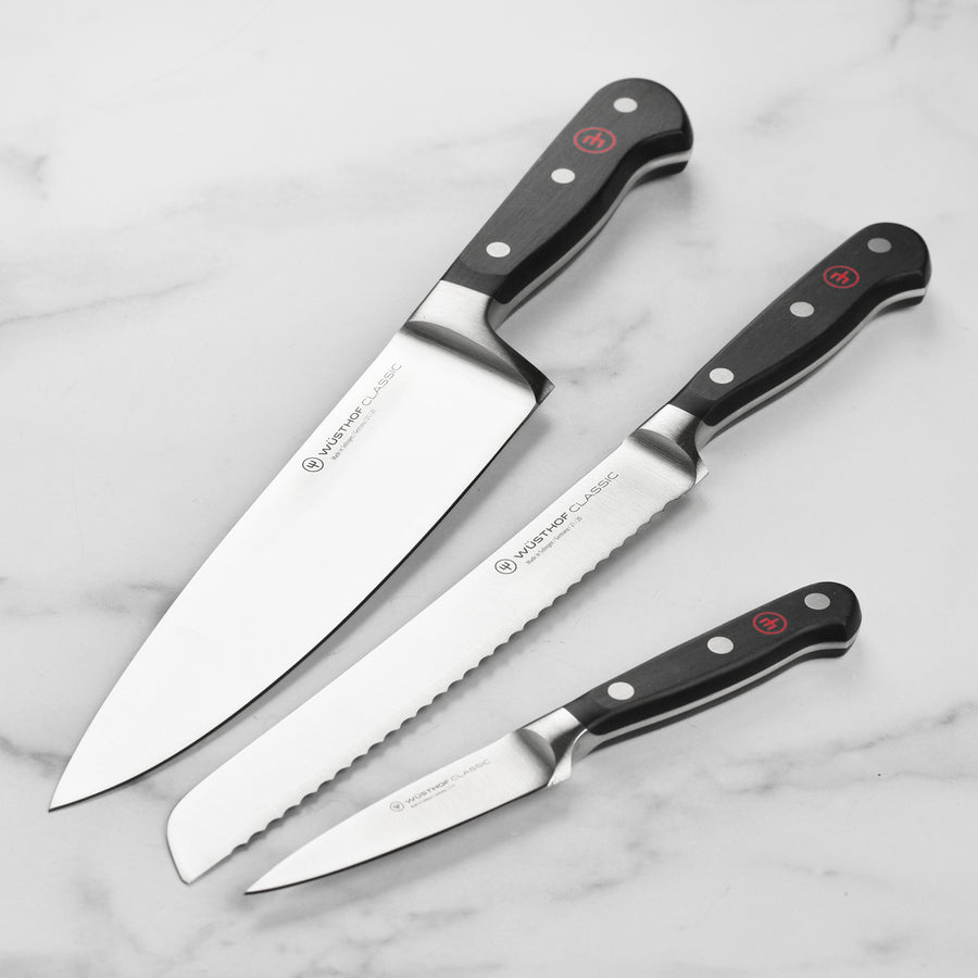 Wusthof Classic Knife Set - 3 Piece - Chef's, Bread & Paring Knives ...