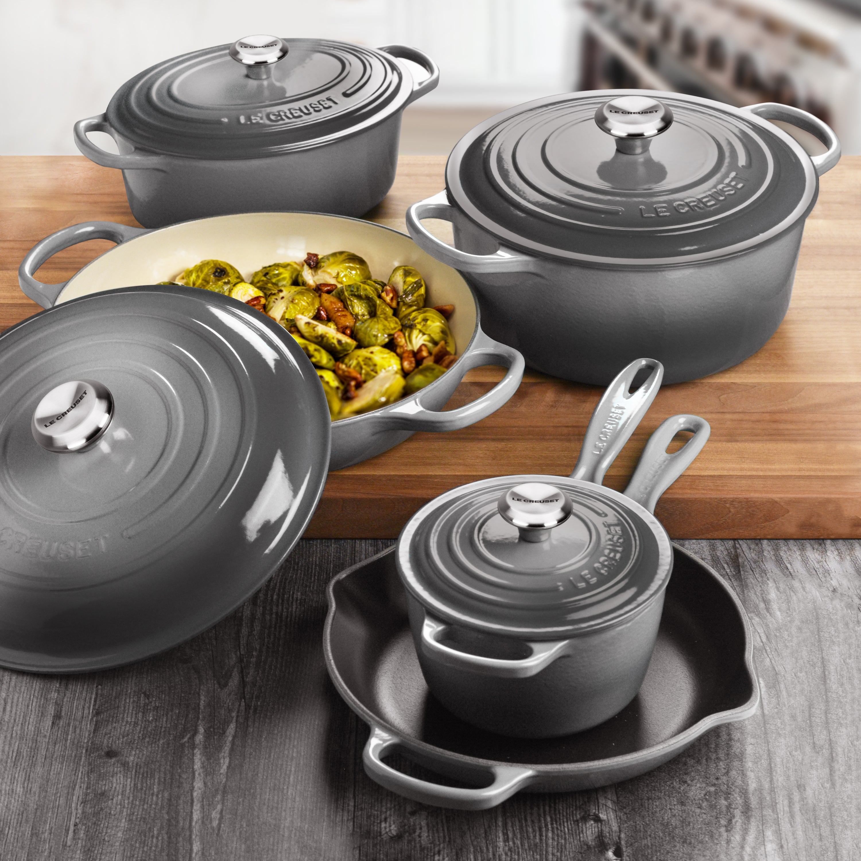 Le Creuset Cast Iron Cookware Set - 9 Piece Oyster – Cutlery and More