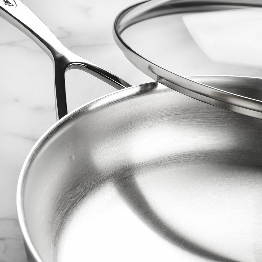 Demeyere 5-Plus 12.5" Stainless Steel Fry Pan with Glass Lid