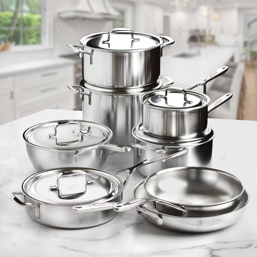Made In Cookware - 10 Pc Stainless Steel Pot Pan Set - 5 Ply Clad