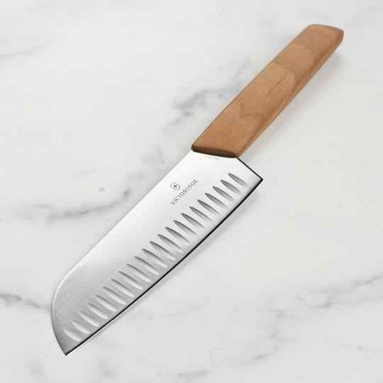 Victorinox Swiss Modern Wood 7" Hollow Edge Santoku Knife