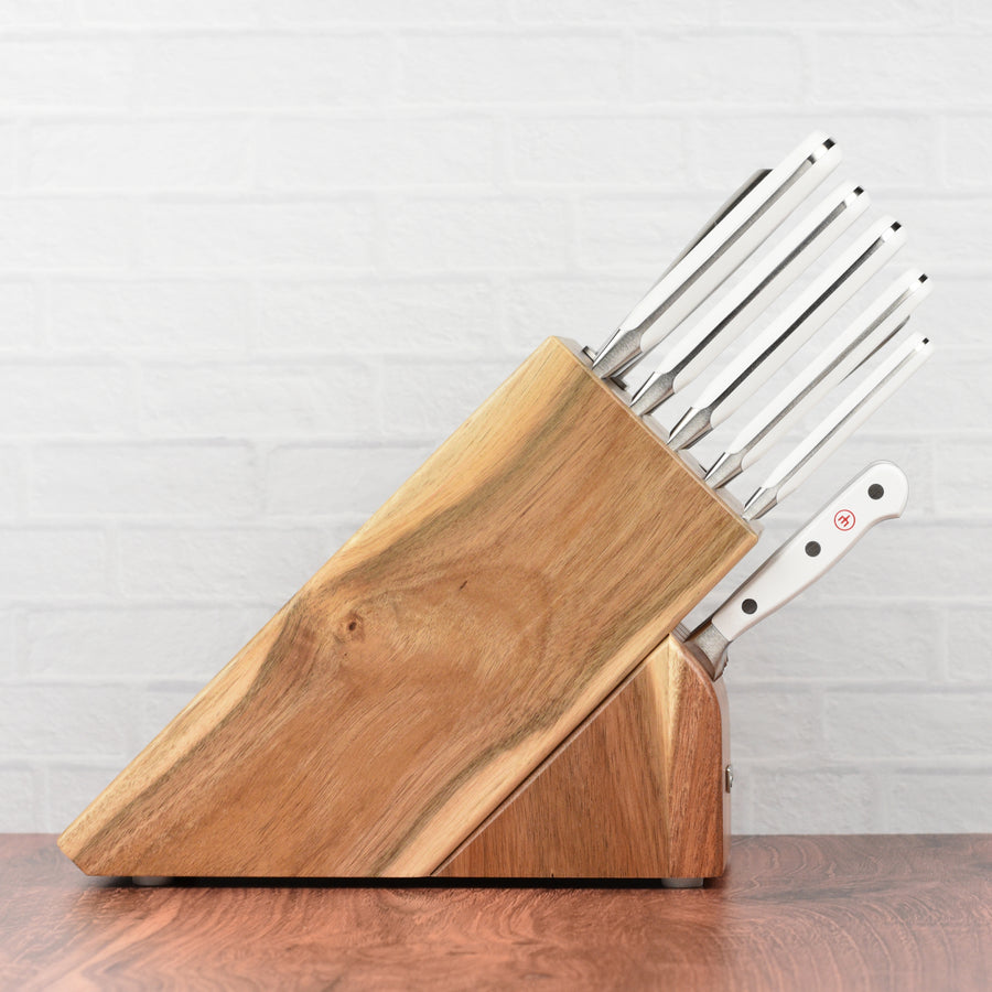 White 12-Piece Wood Block Cutlery Set