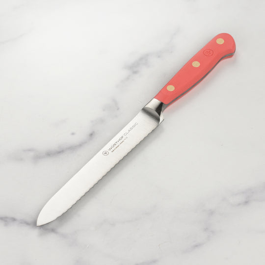 Wusthof Classic Coral Peach 5" Serrated Utility Knife