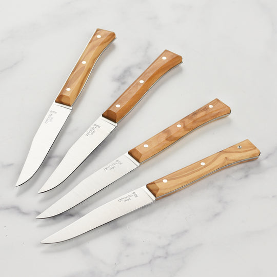 Opinel 4 Piece Olive Wood Facette Steak Knife Set
