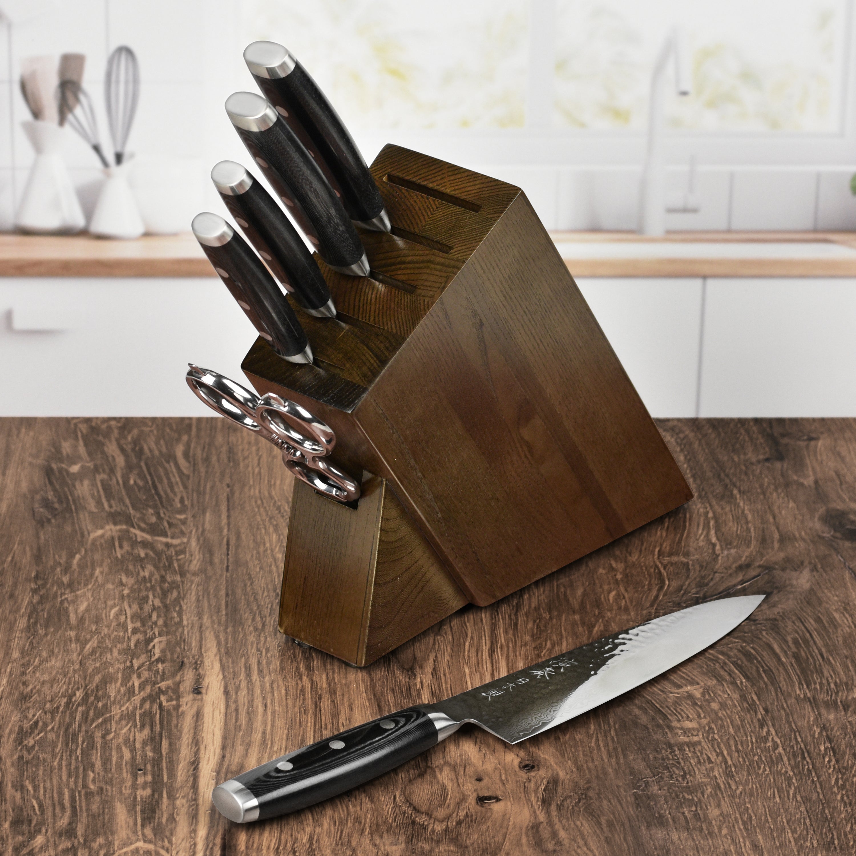Enso HD Slim Knife Block Set 7 Piece Dark Ash Cutlery and More