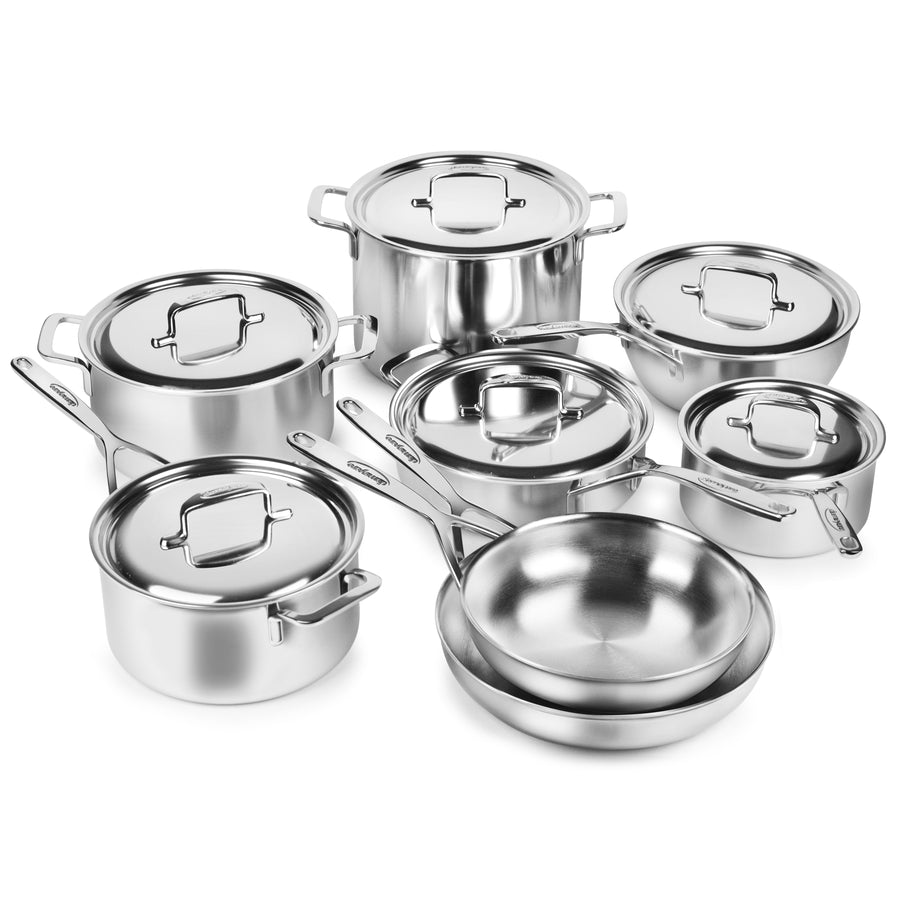 Non-Stick Cookware Set Pots And Pans 14 Piece Scratch Resistant Stainless  Steel