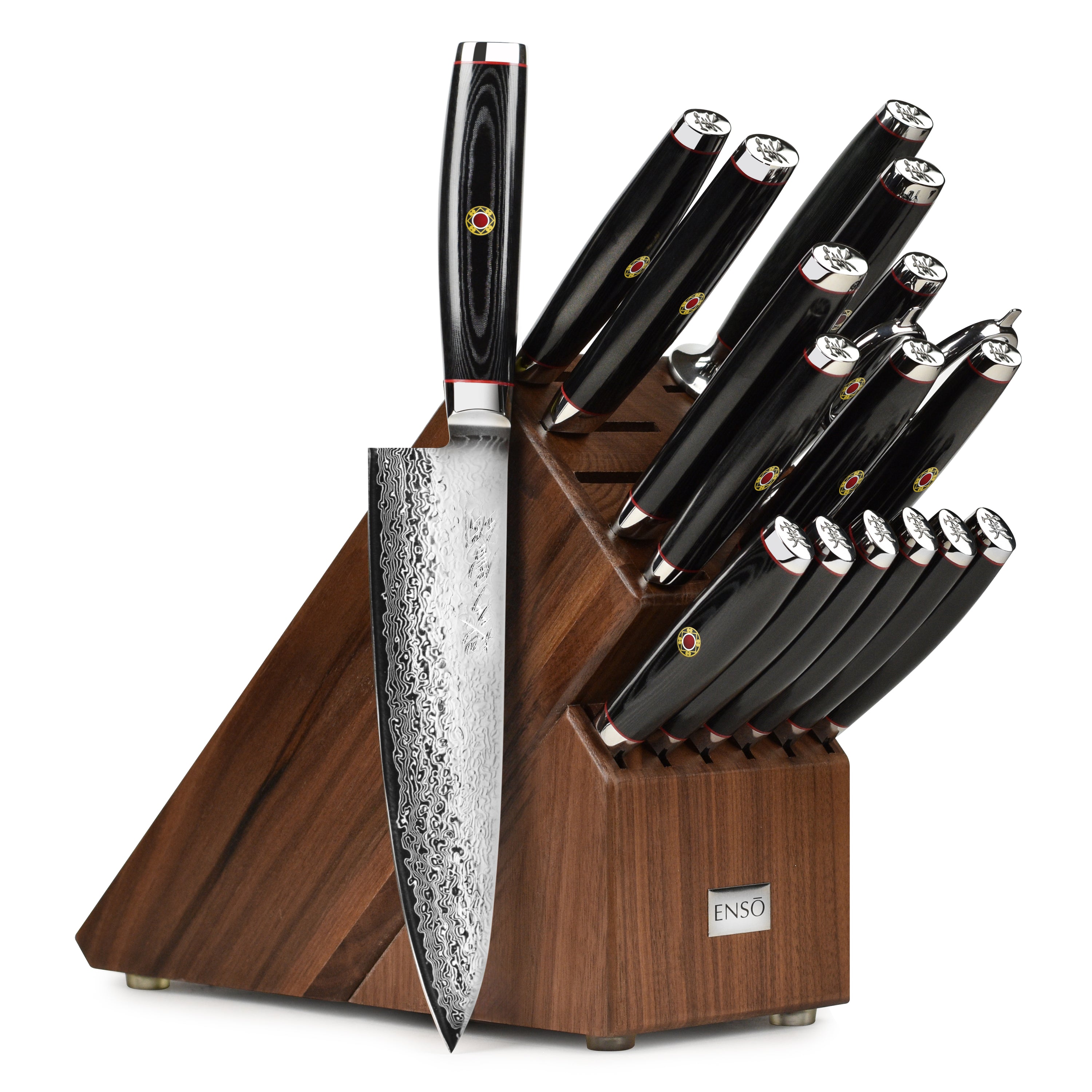 Enso SG2 Knife Block Set 18 Piece Walnut Cutlery and More