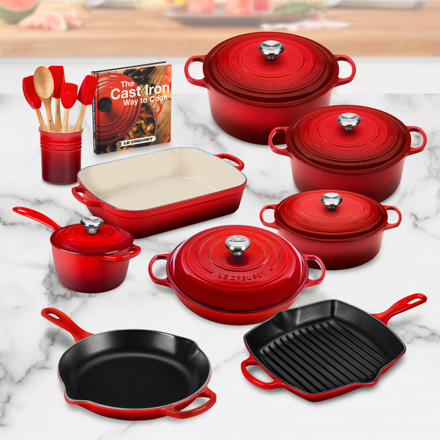 Le Creuset 20-Piece Mixed Material Cookware Set - Cerise – Chef's Arsenal
