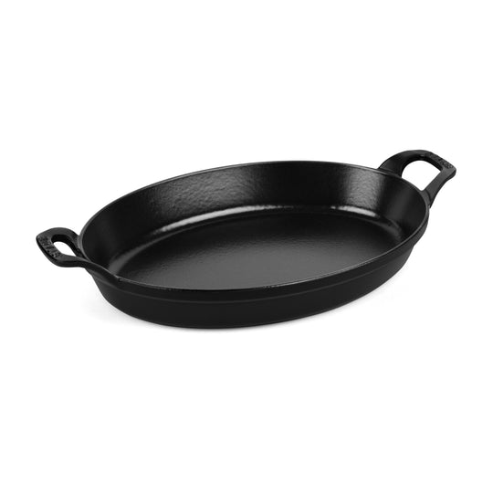 Staub Cast Iron 11" x 8" Matte Black Oval Au Gratin