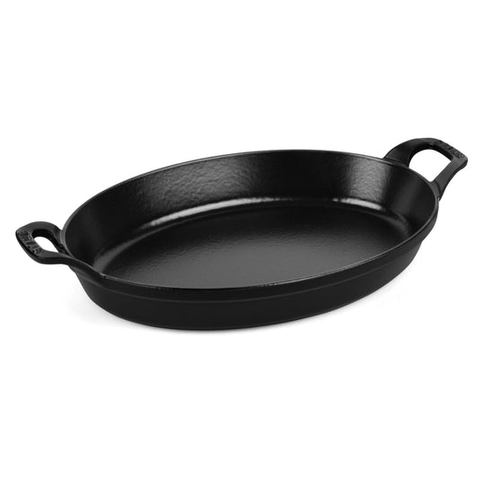 Staub Cast Iron 12.5" x 9" Matte Black Oval Au Gratin