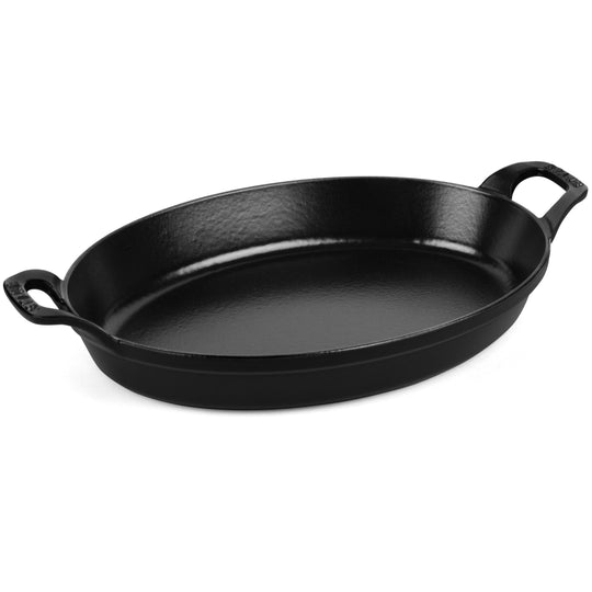 Staub Cast Iron 14.5" x 11.2" Matte Black Oval Au Gratin