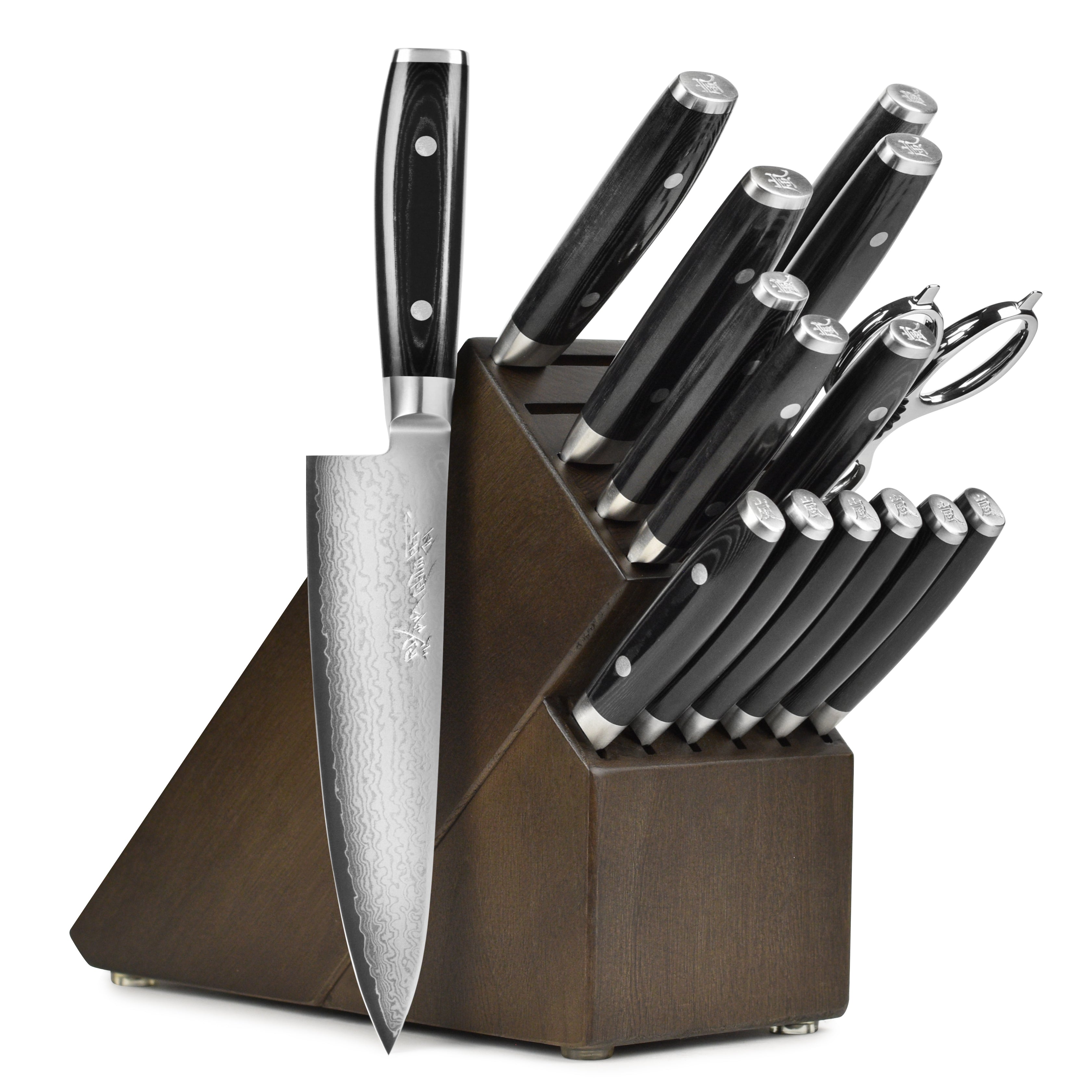 Yaxell Ran Plus Knife Block Set - 16 Piece Dark Ash – Cutlery and More