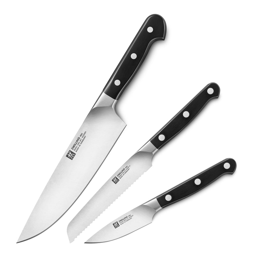 3-Piece Set of Chef's Knife, Paring Knife, Curved Cleaver Knife