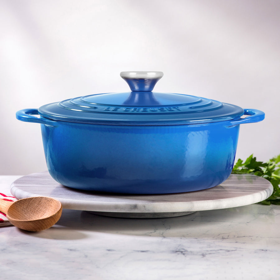 Le Creuset Enameled Cast Iron Shallow Round Dutch Oven, 2.75-Qt, Exclusive  Color: Azure Blue - Yahoo Shopping